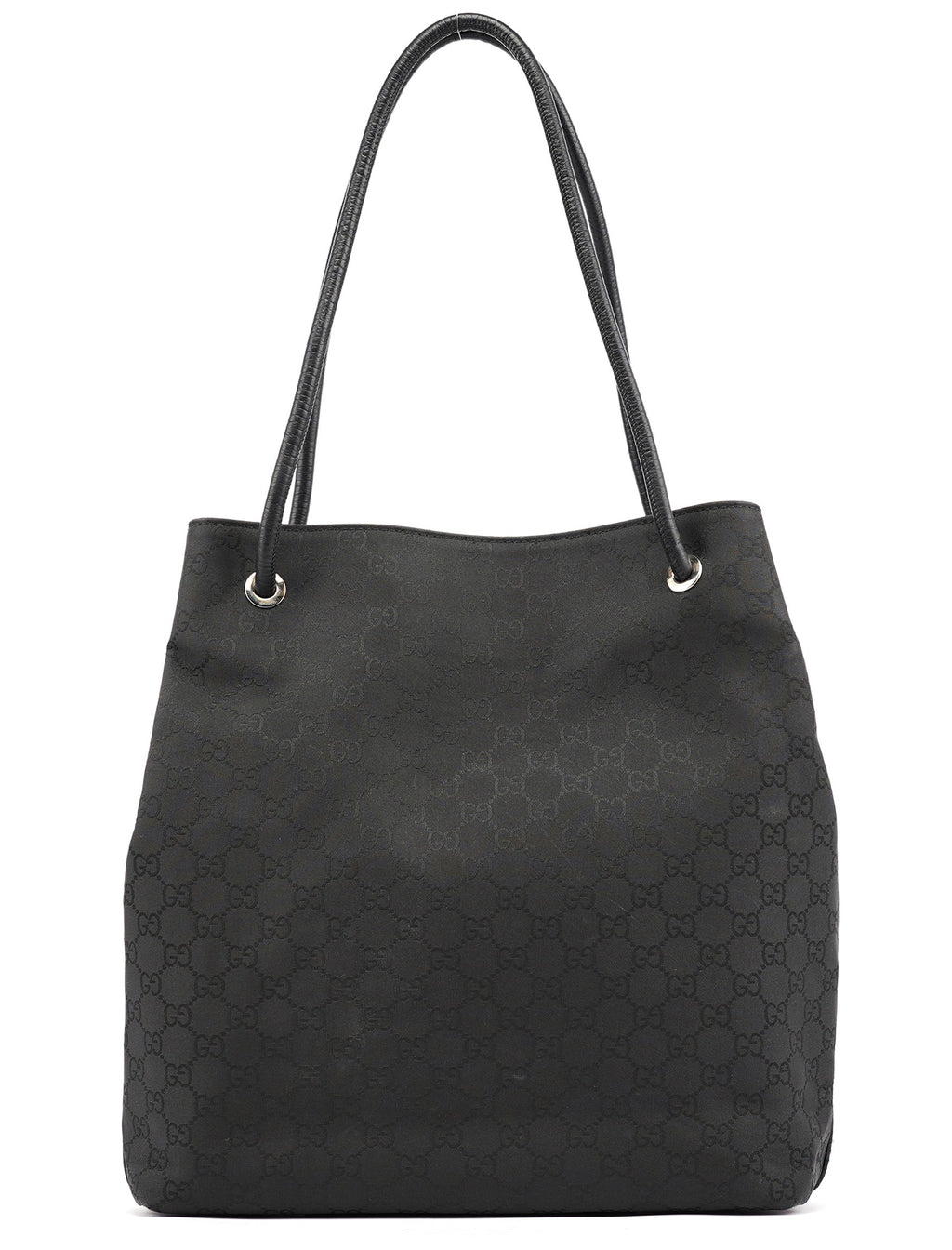 Black GG Canvas Leather Tote Bag