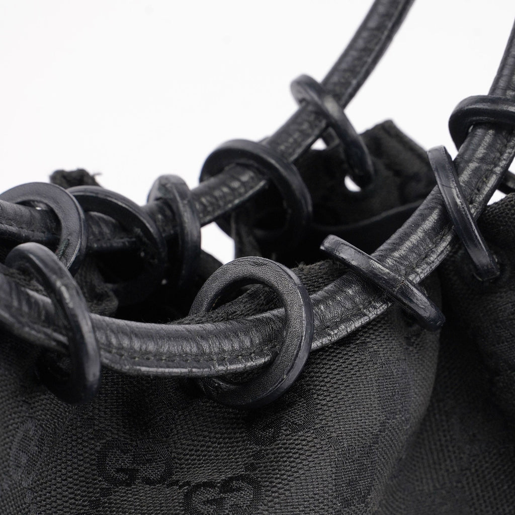 Black GG Drawstring Shoulder Bag