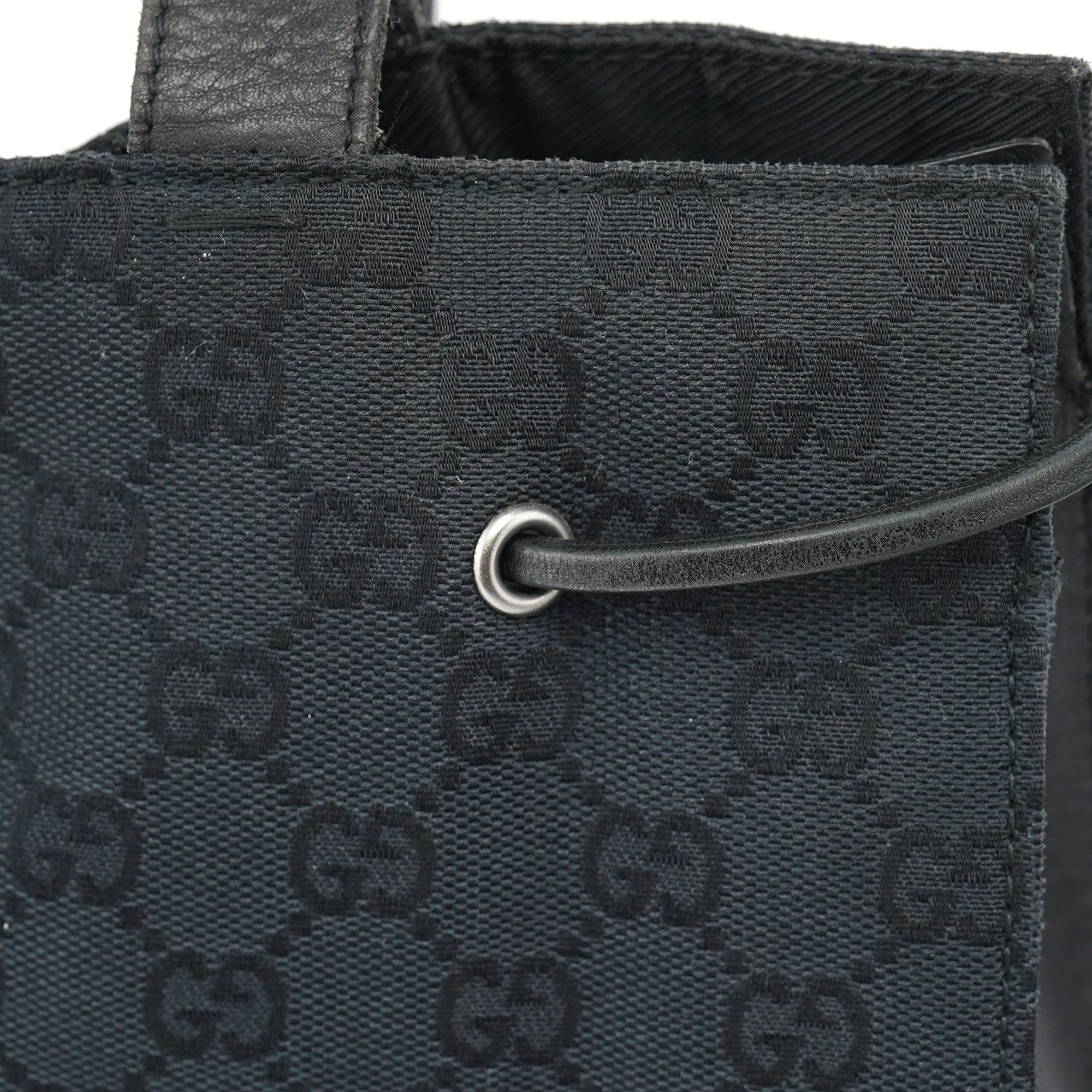Black GG Drawstring Tote Bag