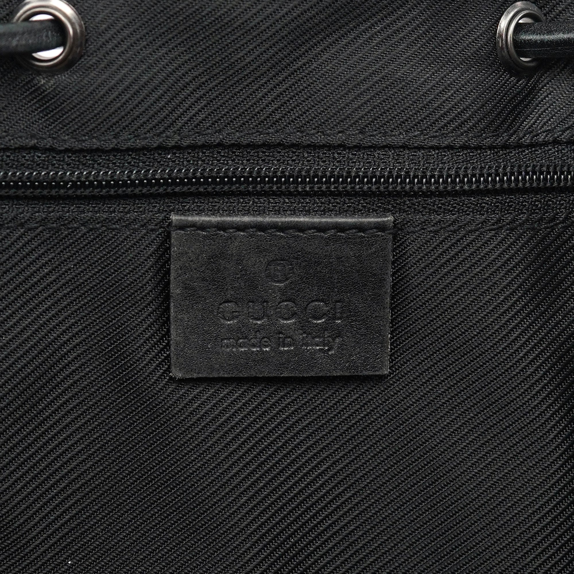 Black GG Drawstring Tote Bag