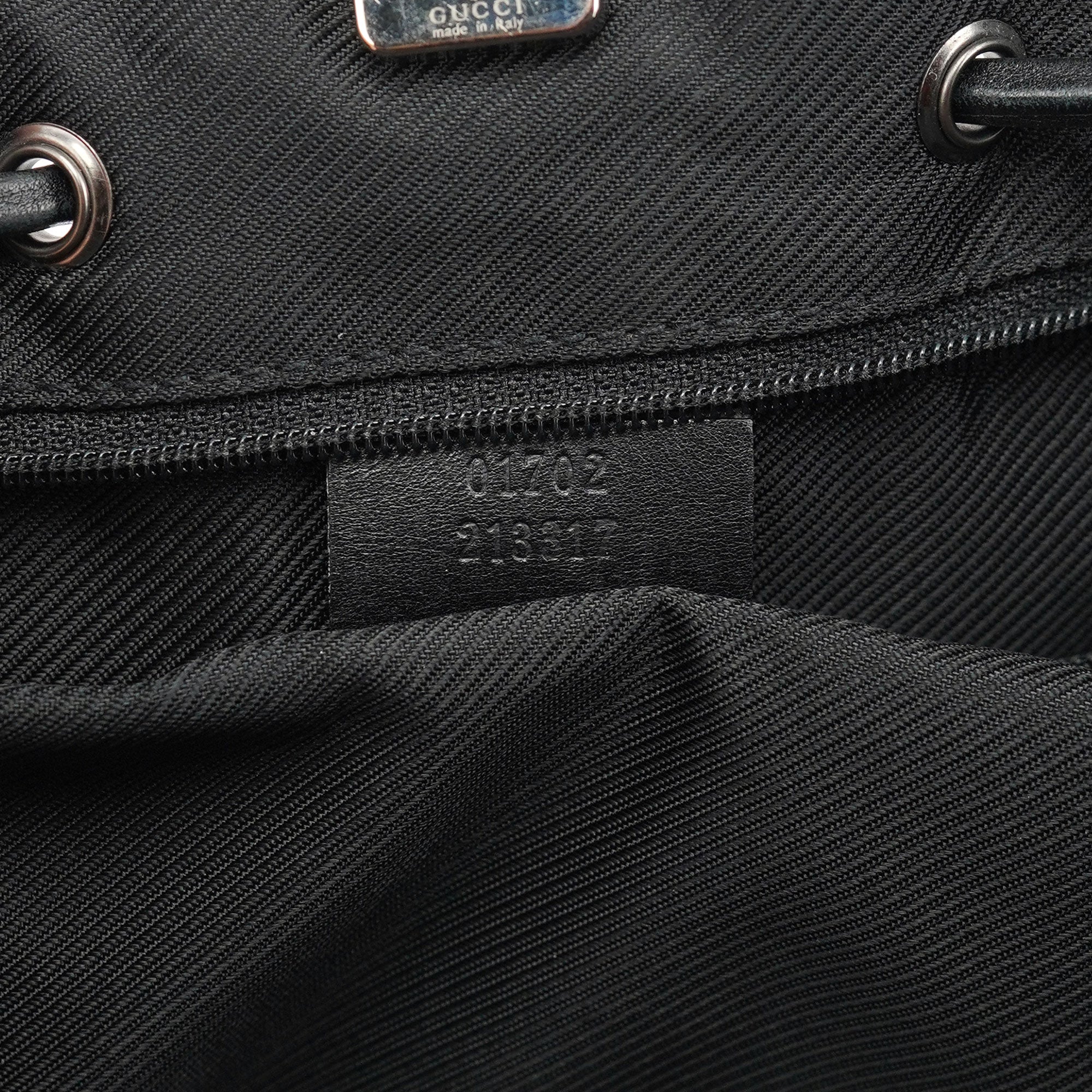 Black GG Drawstring Tote Bag