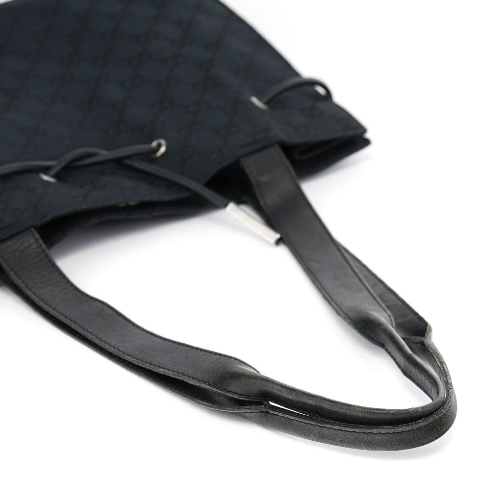 Black GG Drawstring Tote Bag