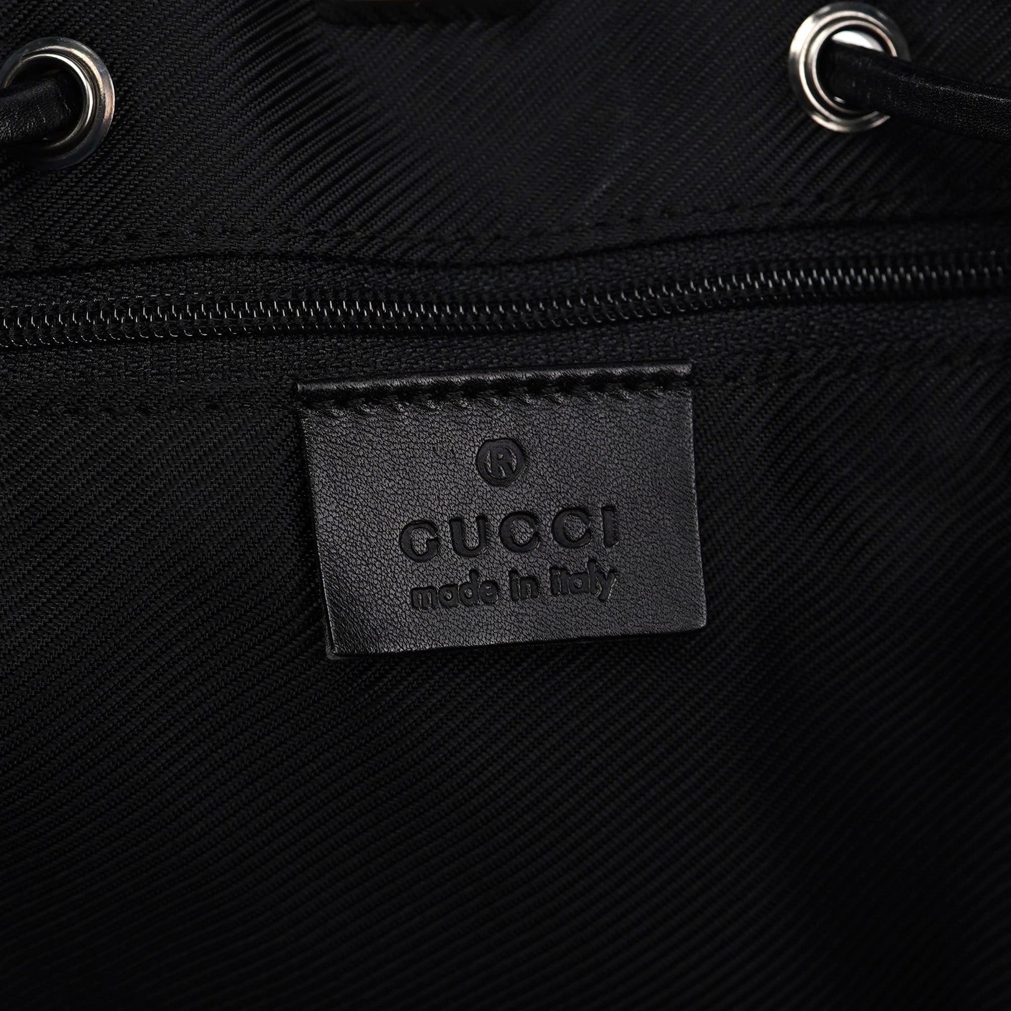 Black GG Drawstring Tote Bag