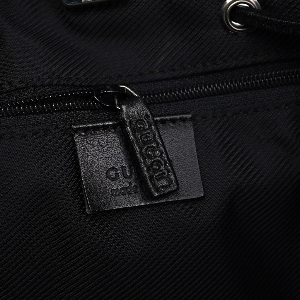 Black GG Drawstring Tote Bag