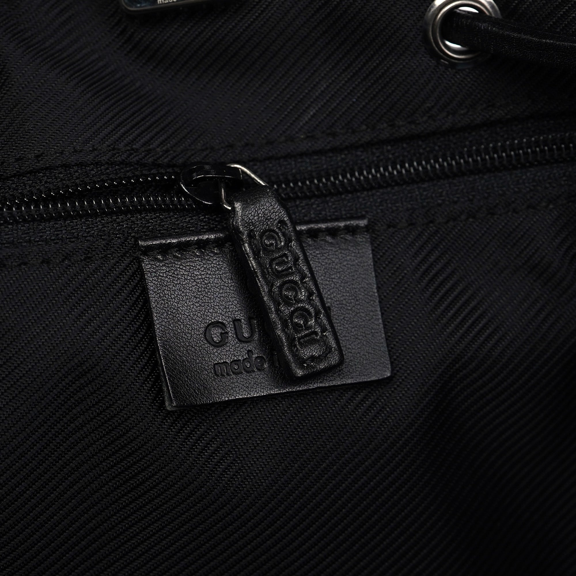 Black GG Drawstring Tote Bag