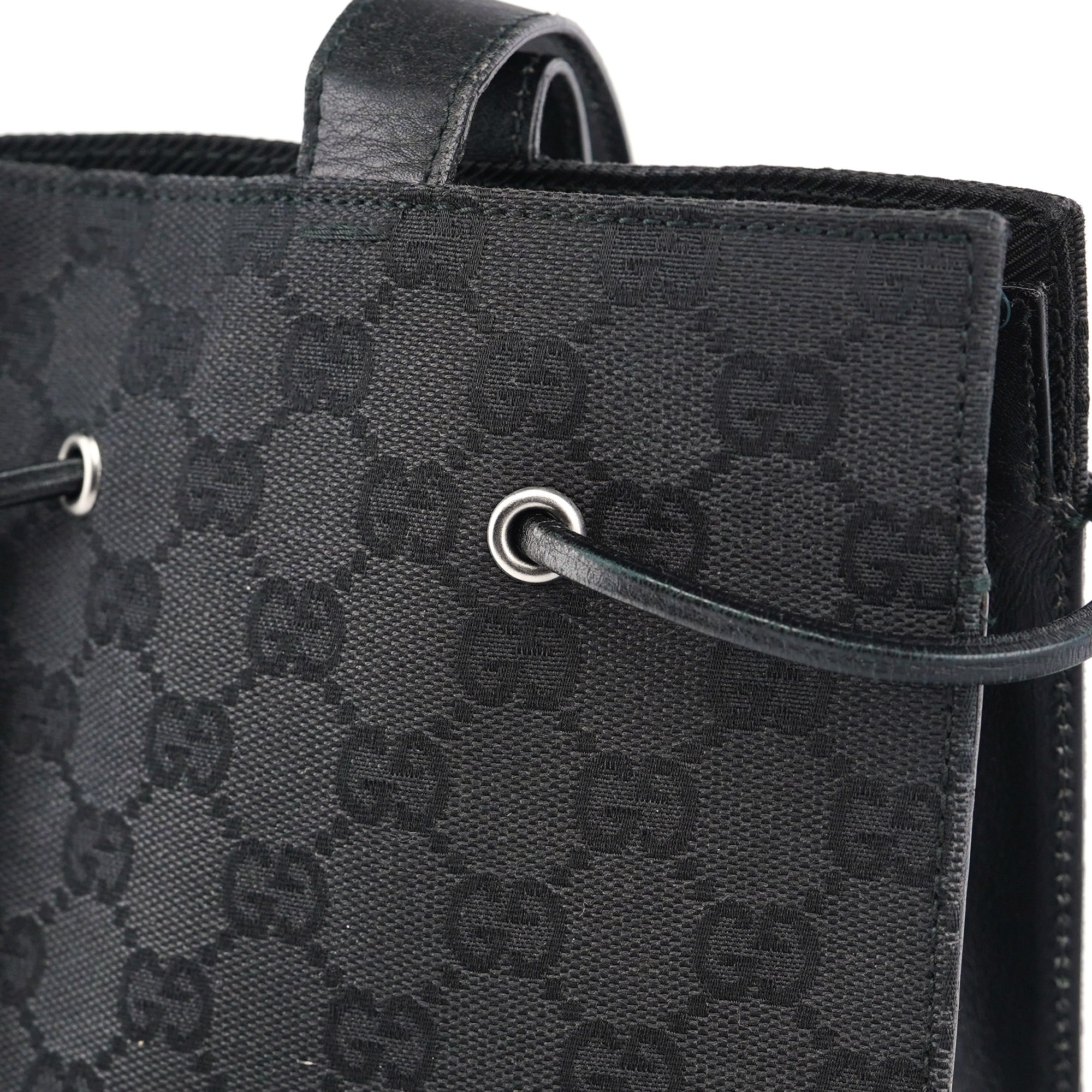 Black GG Drawstring Tote Bag
