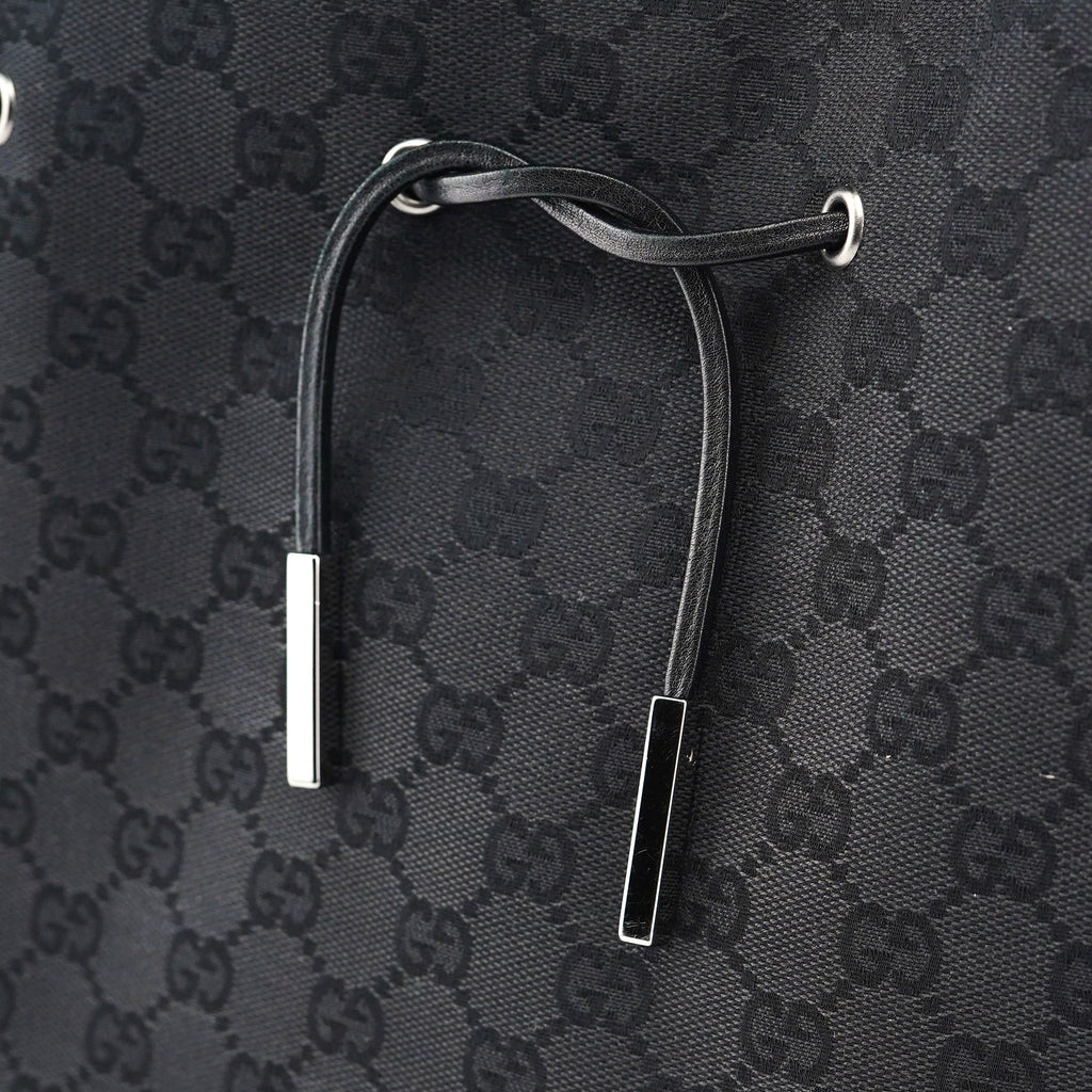 Black GG Drawstring Tote Bag