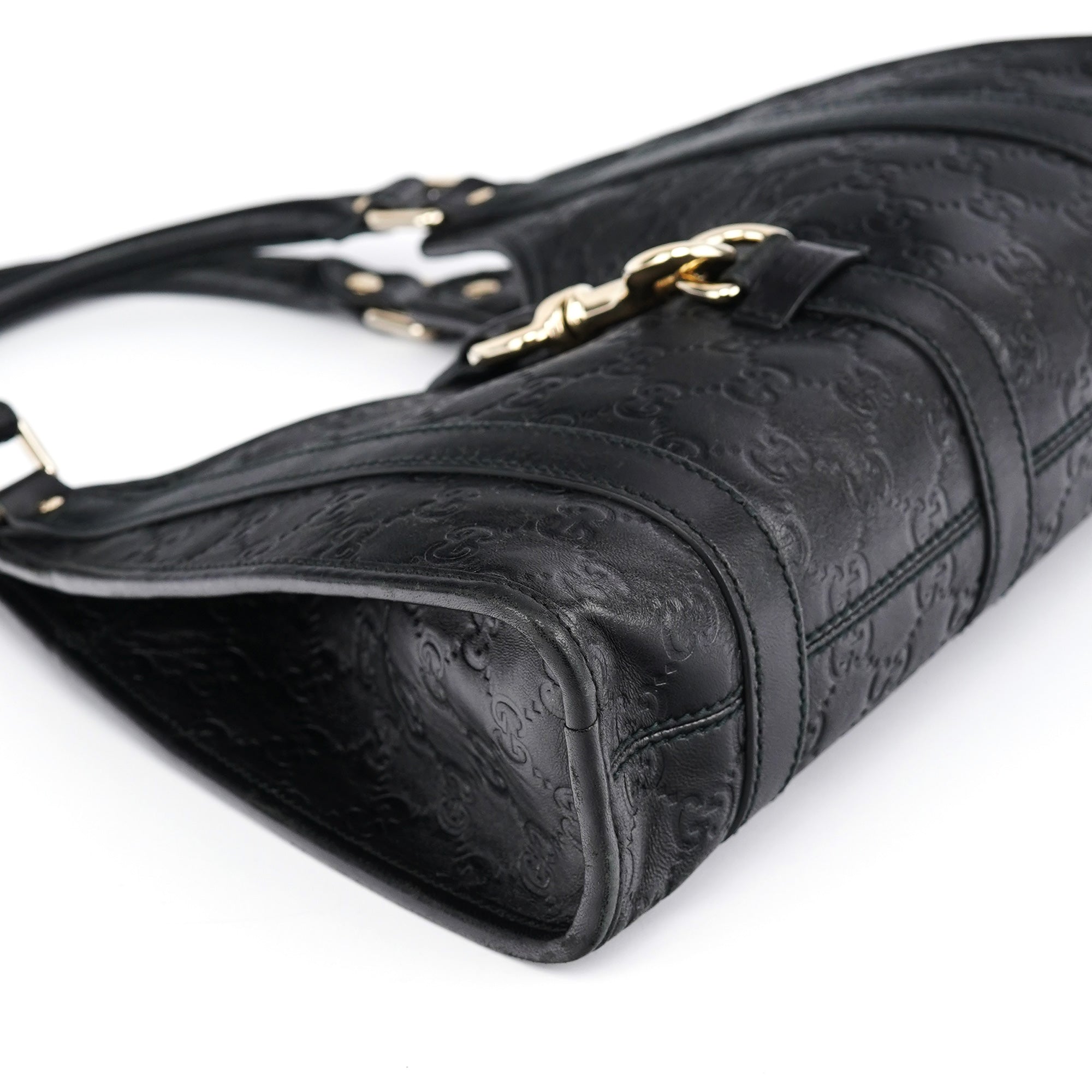 Black GG Leather Jackie Shoulder Bag