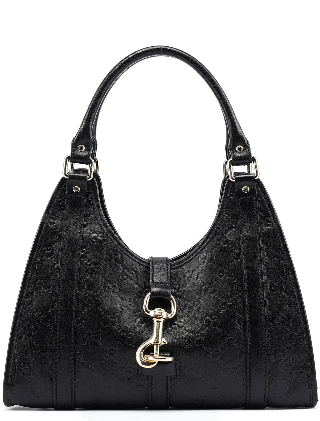 Black GG Leather Jackie Shoulder Bag