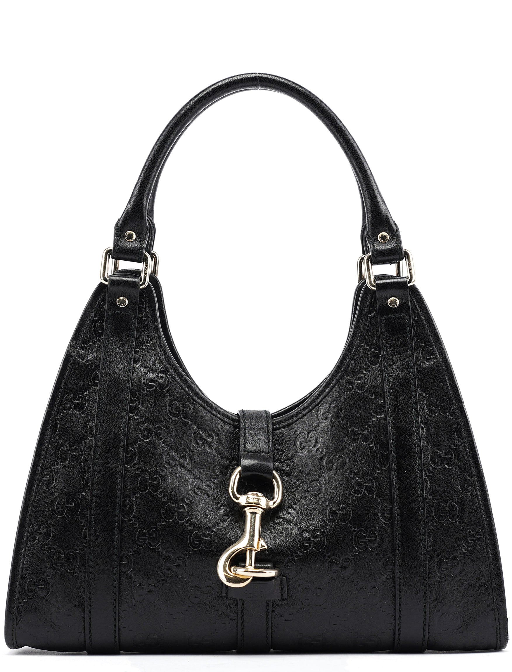 Black GG Leather Jackie Shoulder Bag