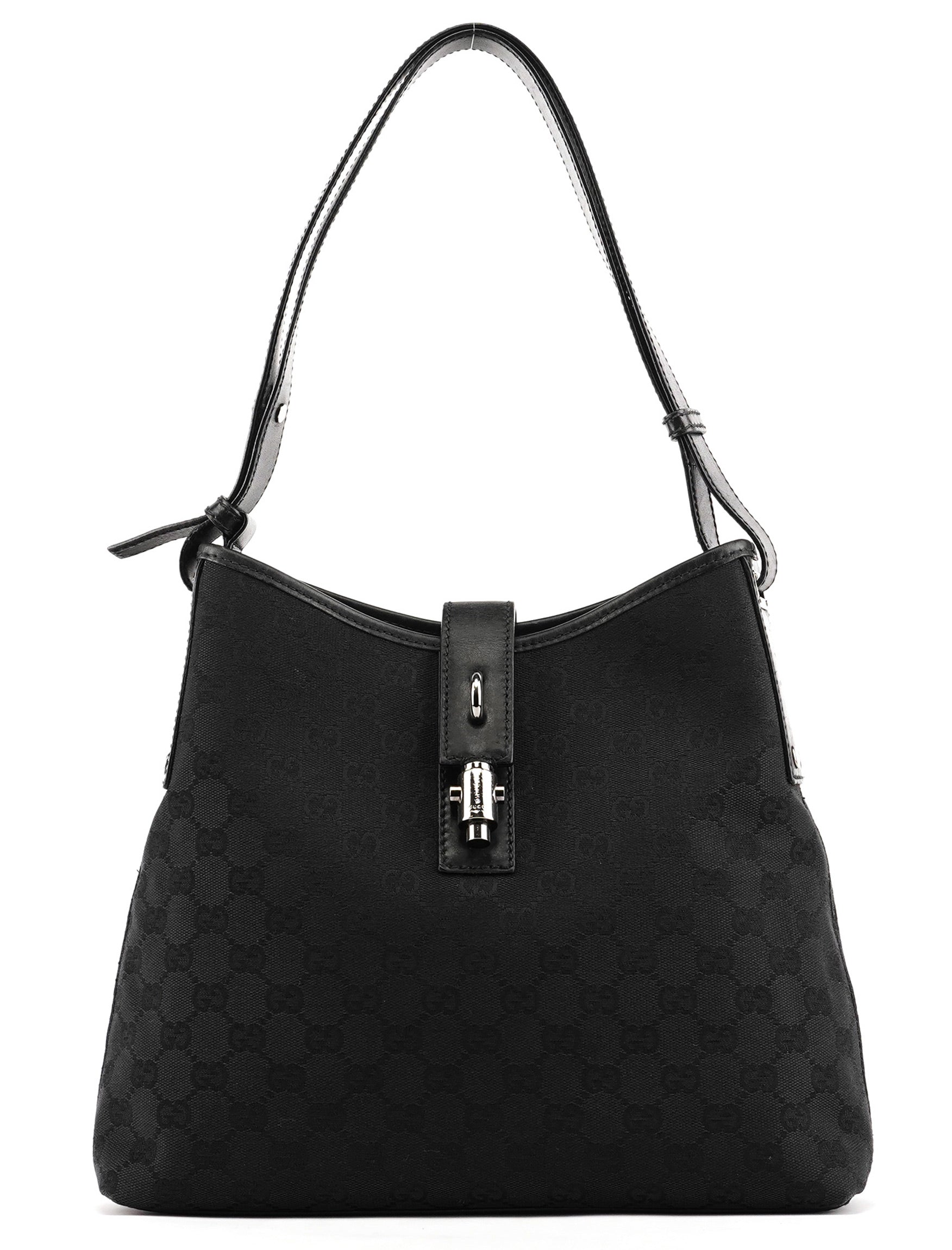 Black GG Leather Jackie Shoulder Bag