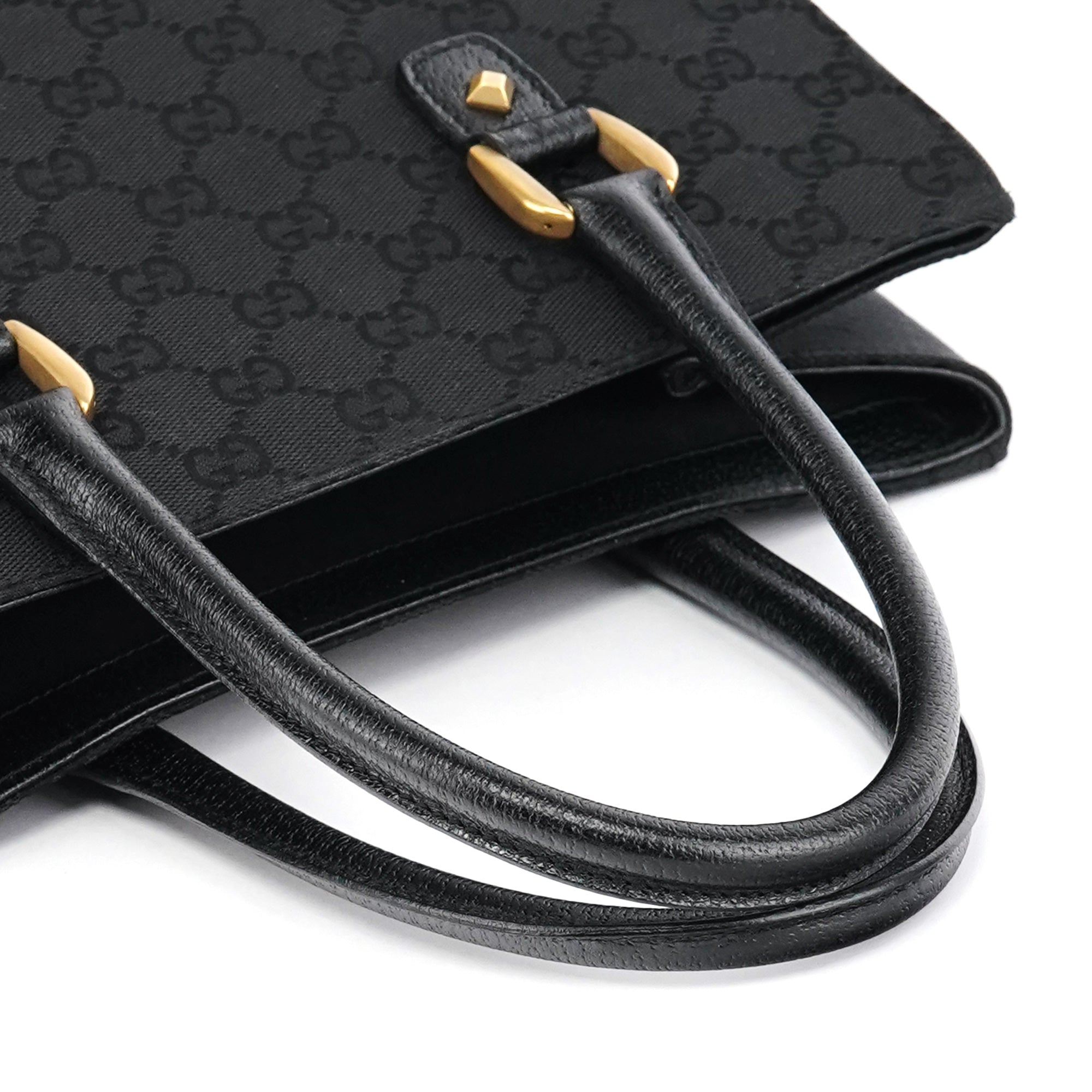 Black GG Leather Studded Tote Bag
