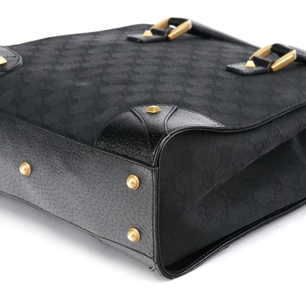 Black GG Leather Studded Tote Bag