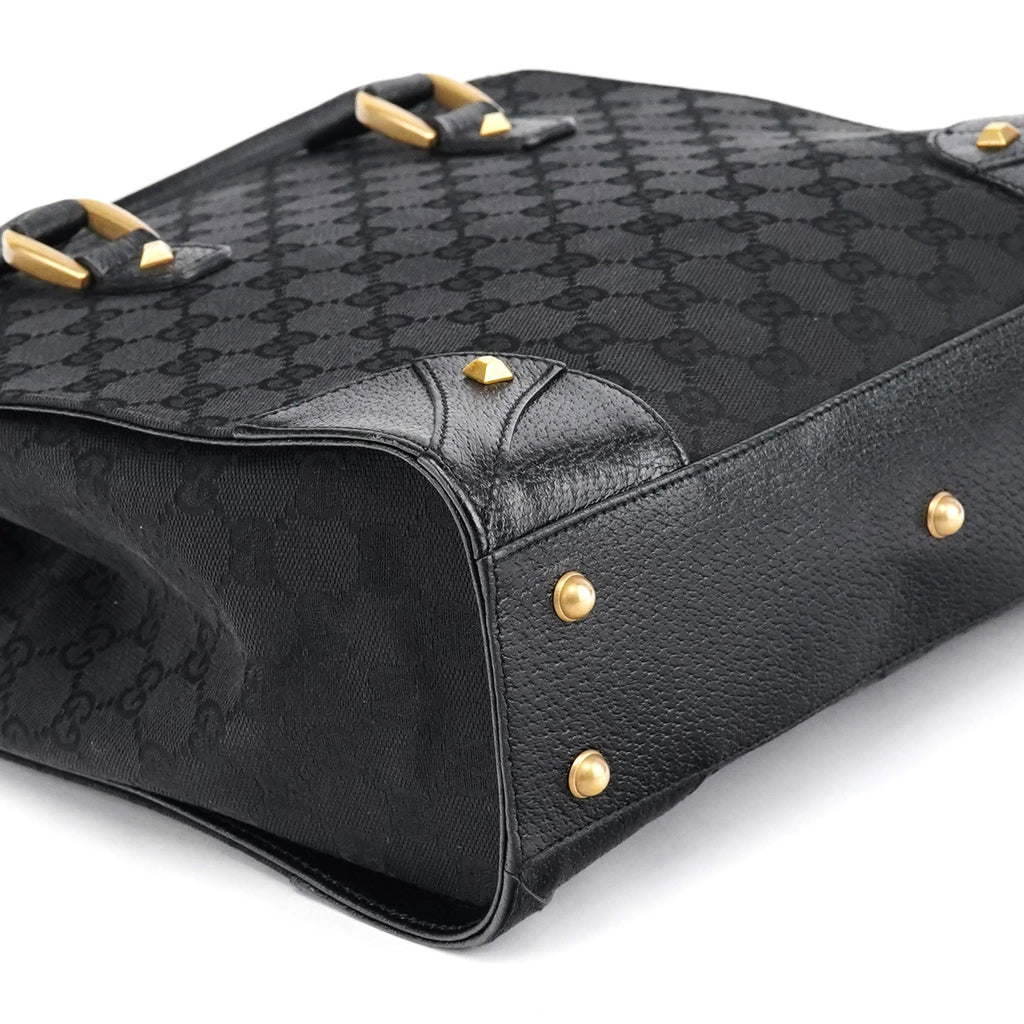Black GG Leather Studded Tote Bag