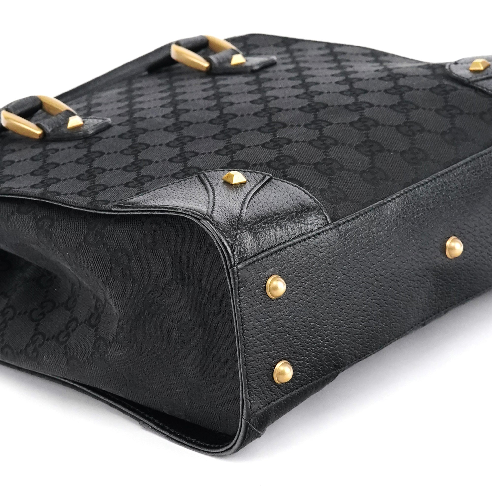 Black GG Leather Studded Tote Bag