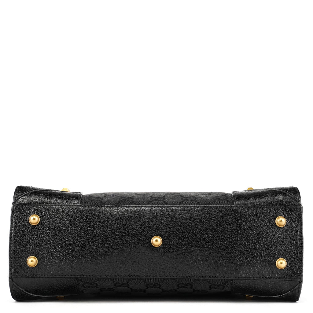 Black GG Leather Studded Tote Bag