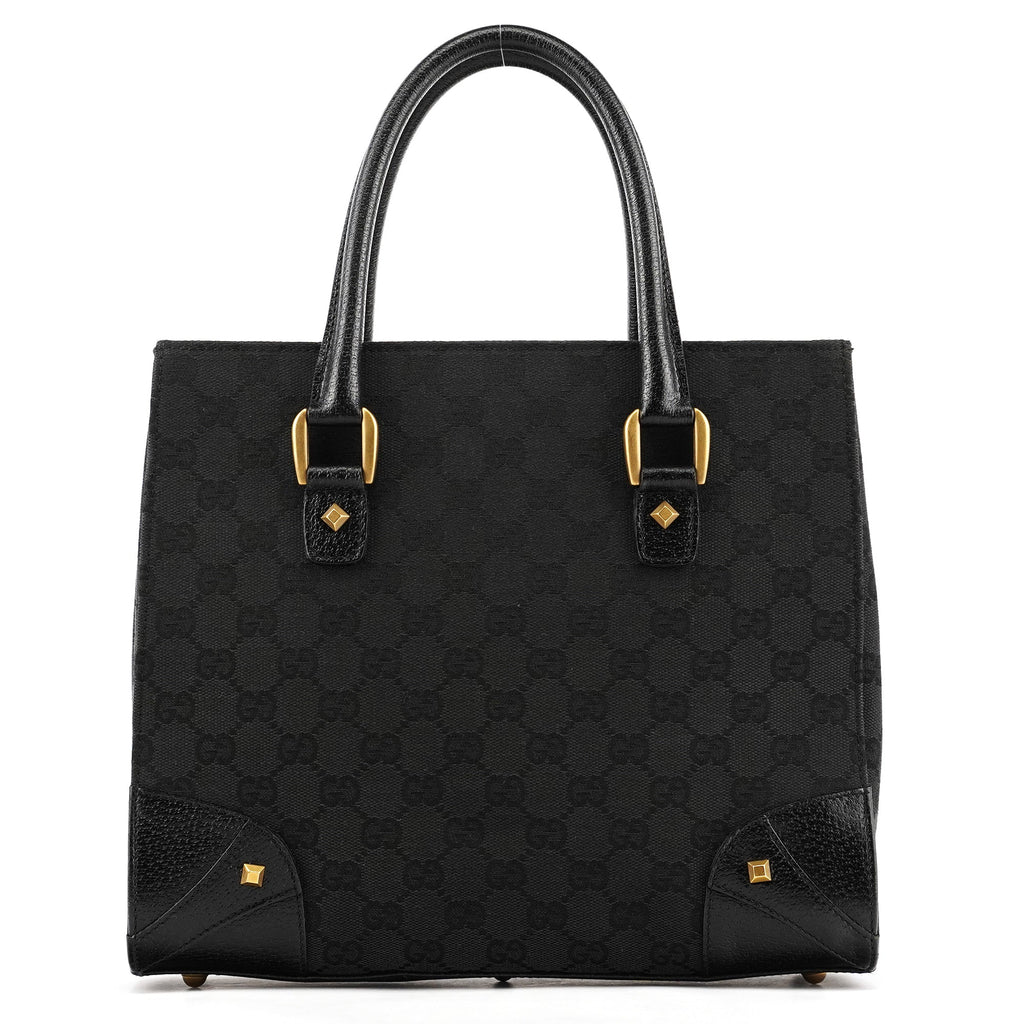 Black GG Leather Studded Tote Bag