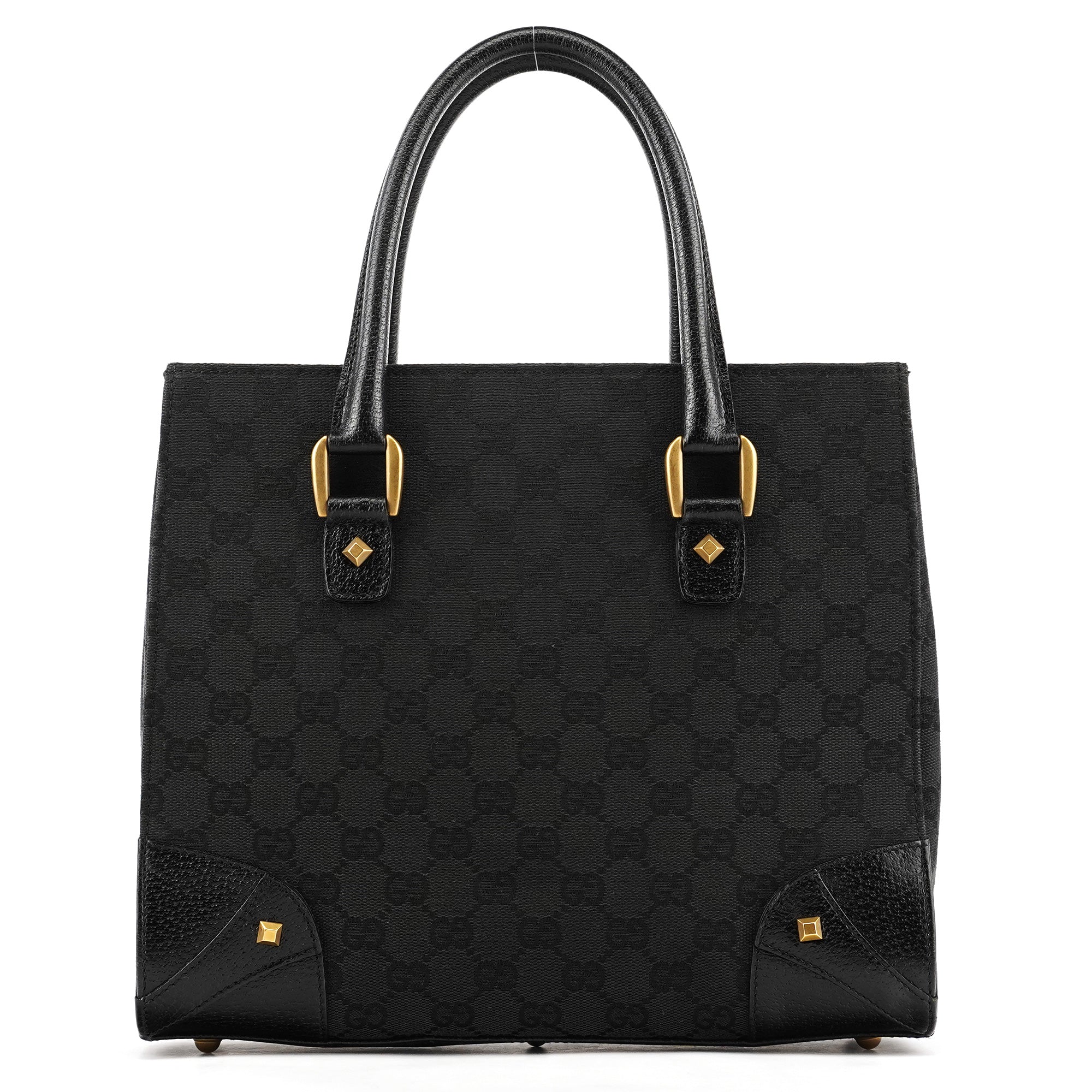 Black GG Leather Studded Tote Bag