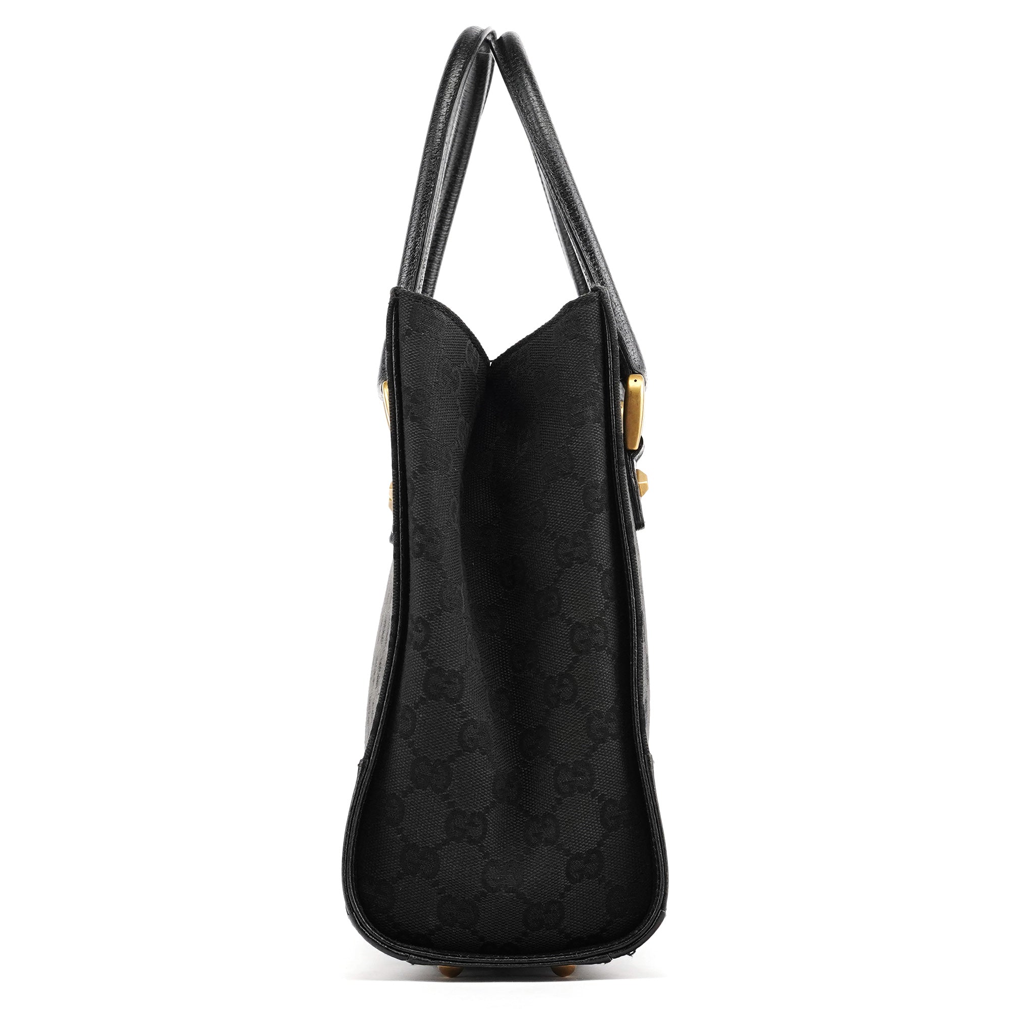 Black GG Leather Studded Tote Bag