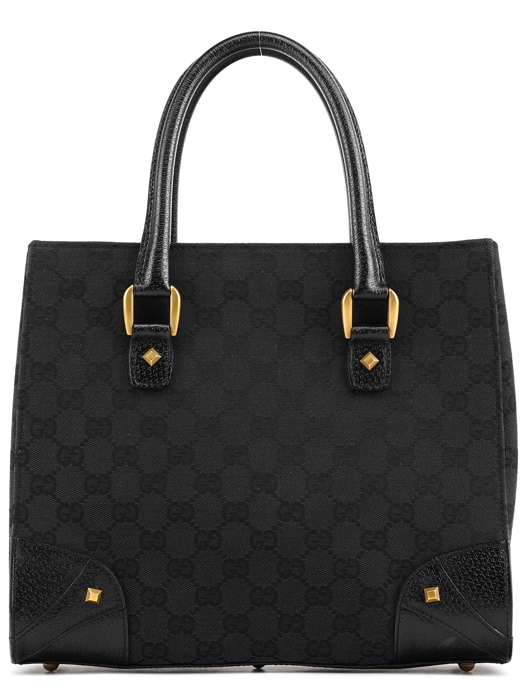Black GG Leather Studded Tote Bag