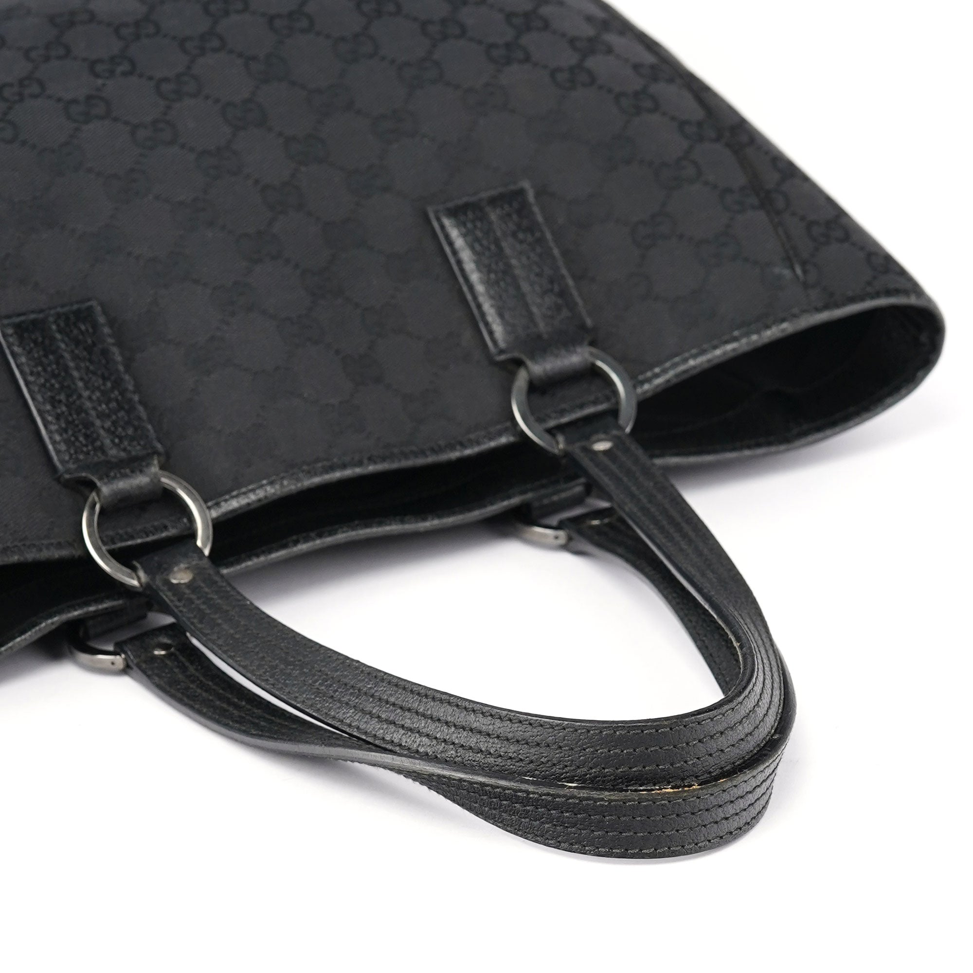 Black GG Leather Tote Bag
