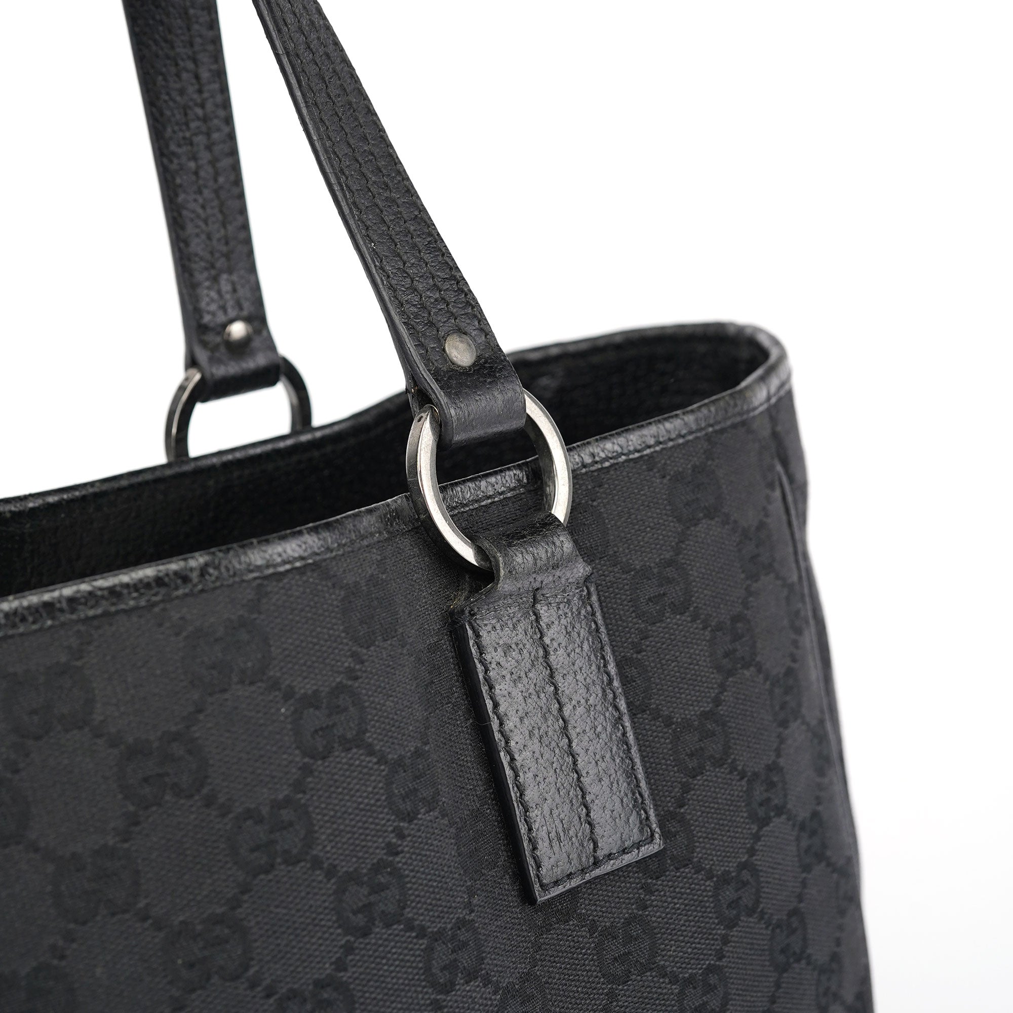 Black GG Leather Tote Bag