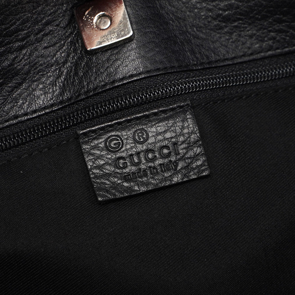 Black GG Leather Trim Shoulder Bag