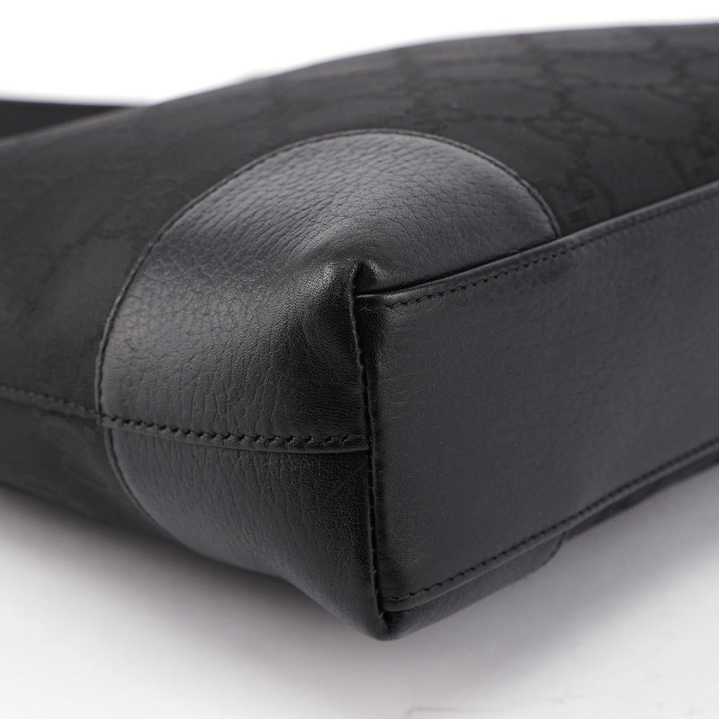 Black GG Leather Trim Shoulder Bag