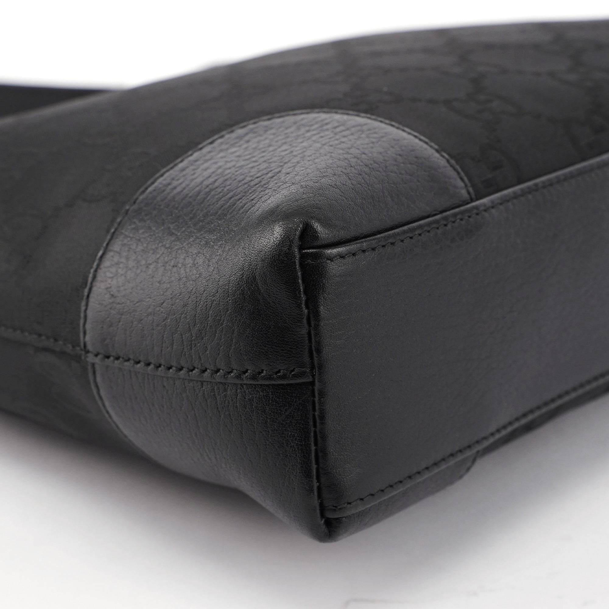 Black GG Leather Trim Shoulder Bag