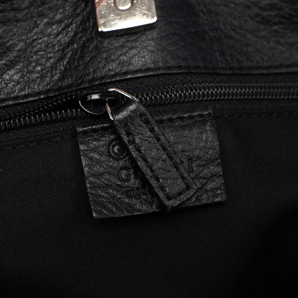 Black GG Leather Trim Shoulder Bag