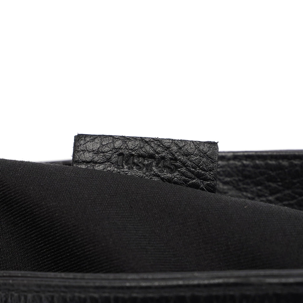 Black GG Leather Trim Shoulder Bag