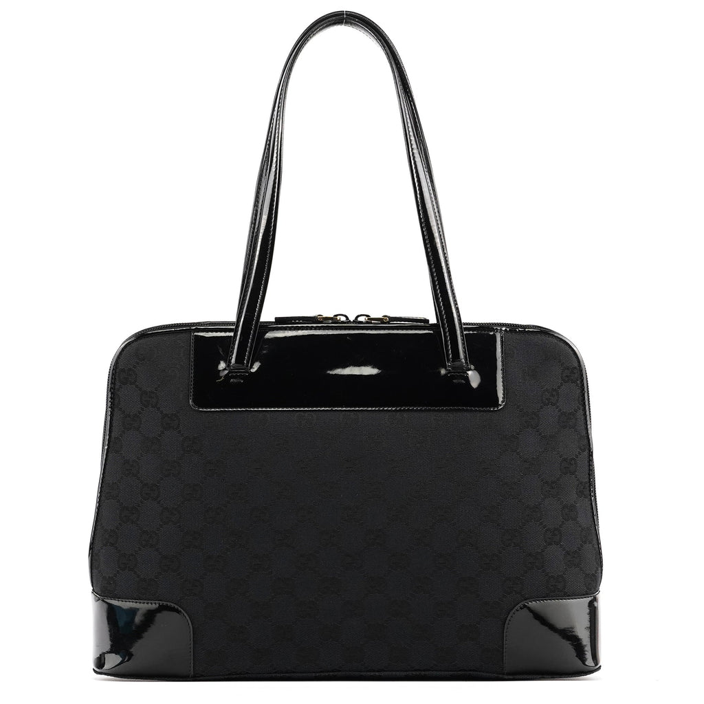 Black GG Patent Leather Tote Bag