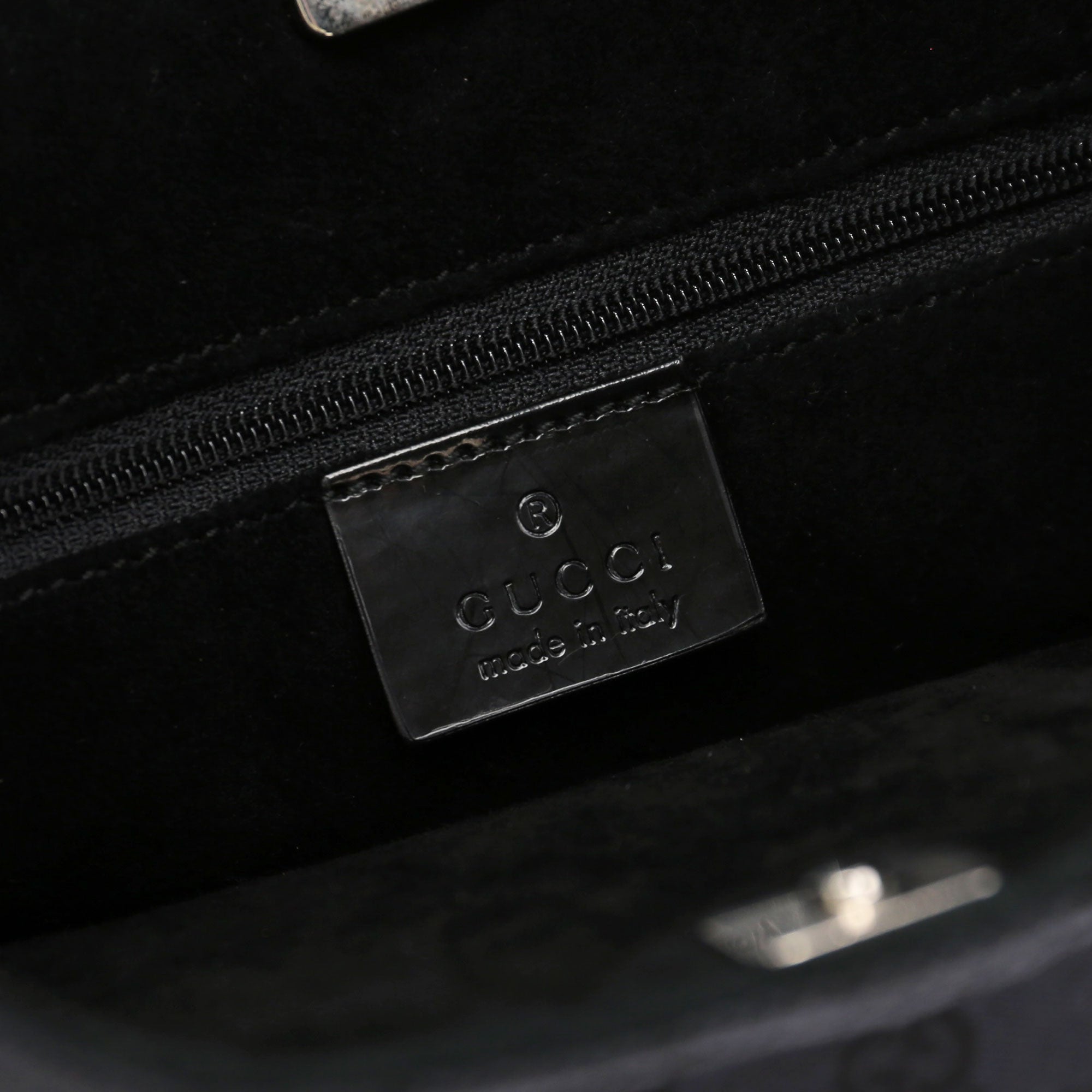 Black GG Plastic Top Handle Bag
