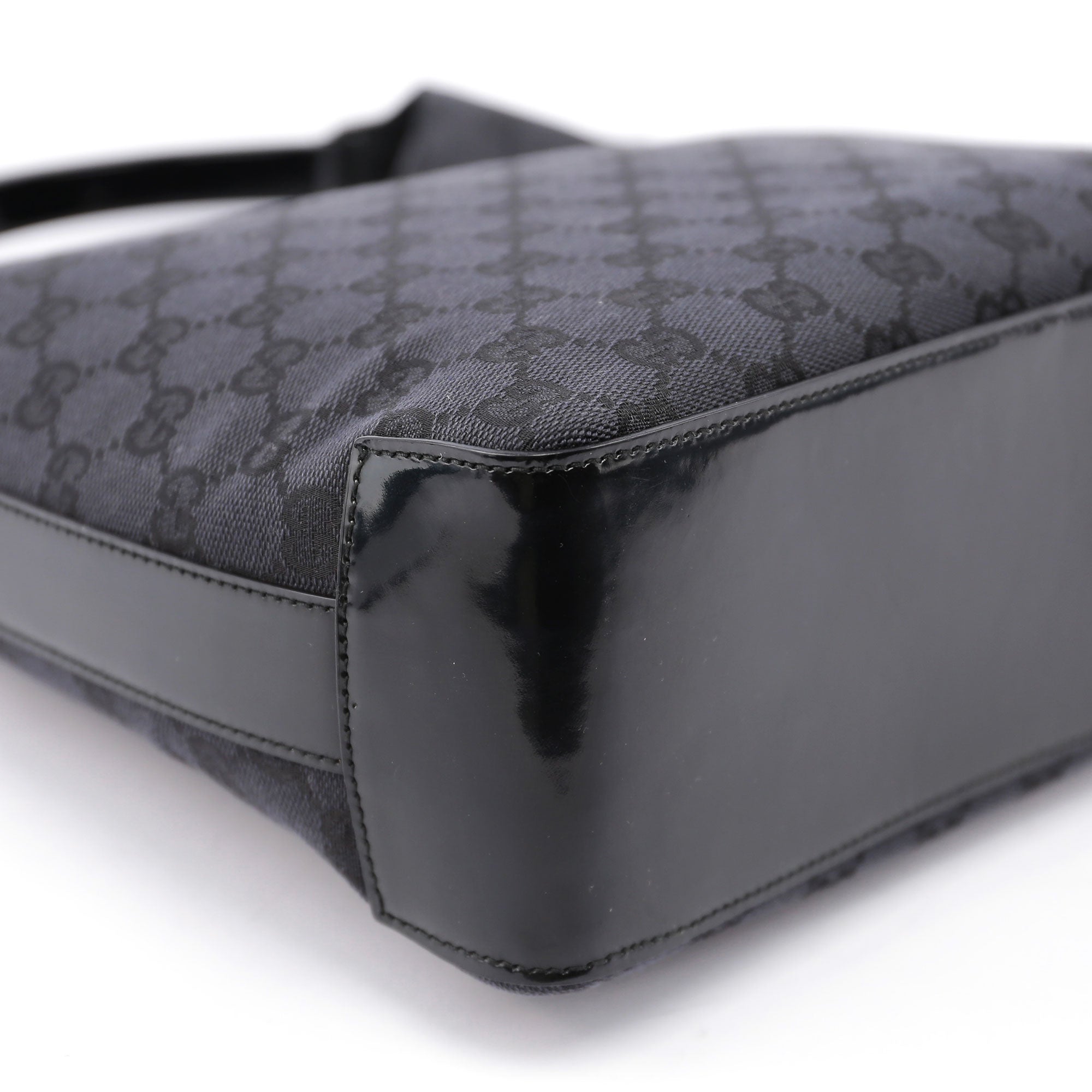 Black GG Plastic Top Handle Bag