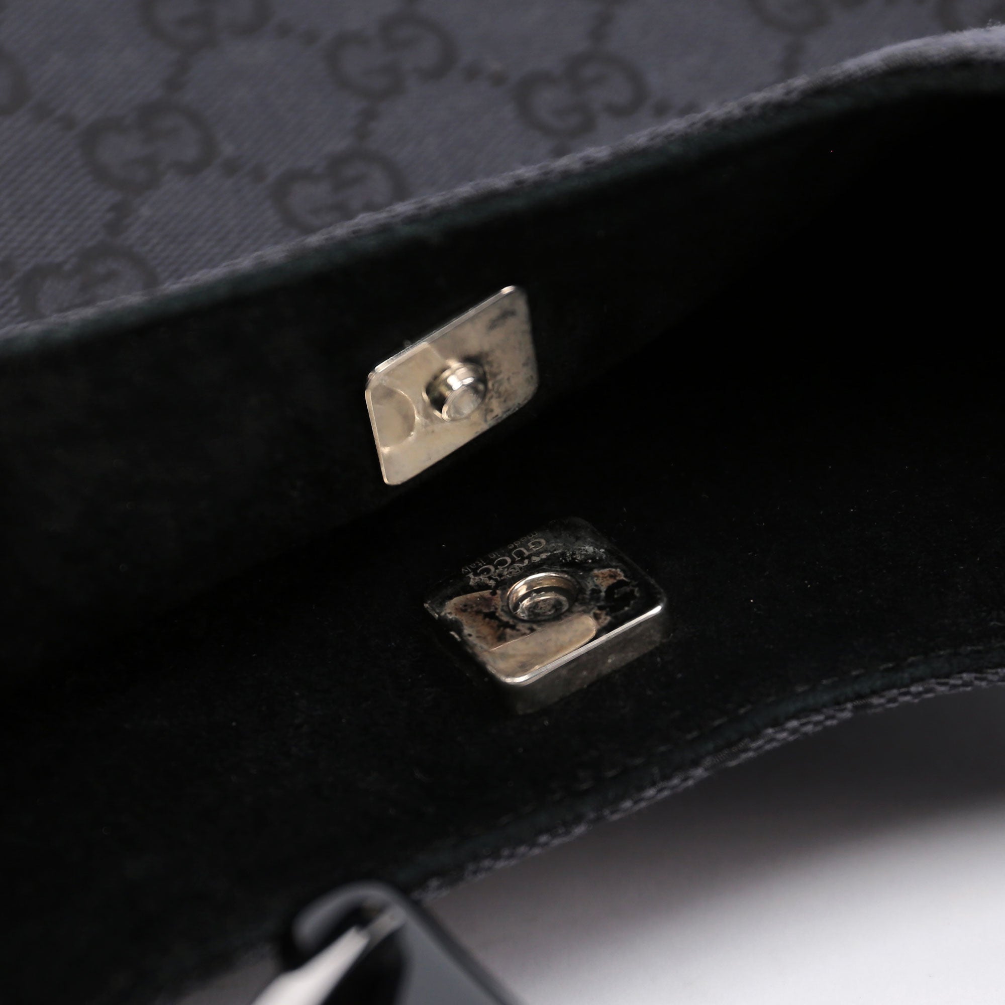 Black GG Plastic Top Handle Bag