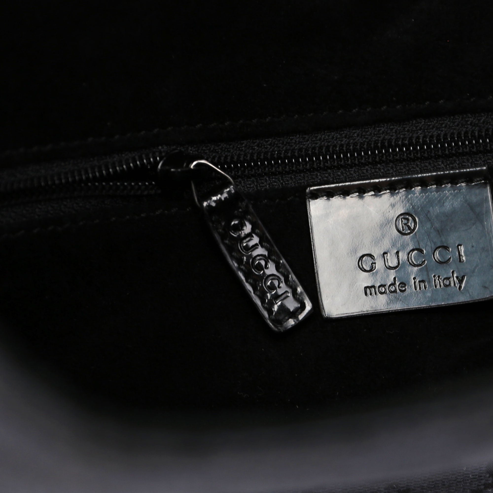 Black GG Plastic Top Handle Bag