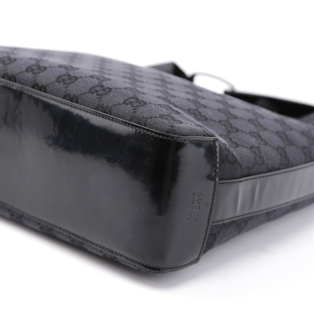 Black GG Plastic Top Handle Bag