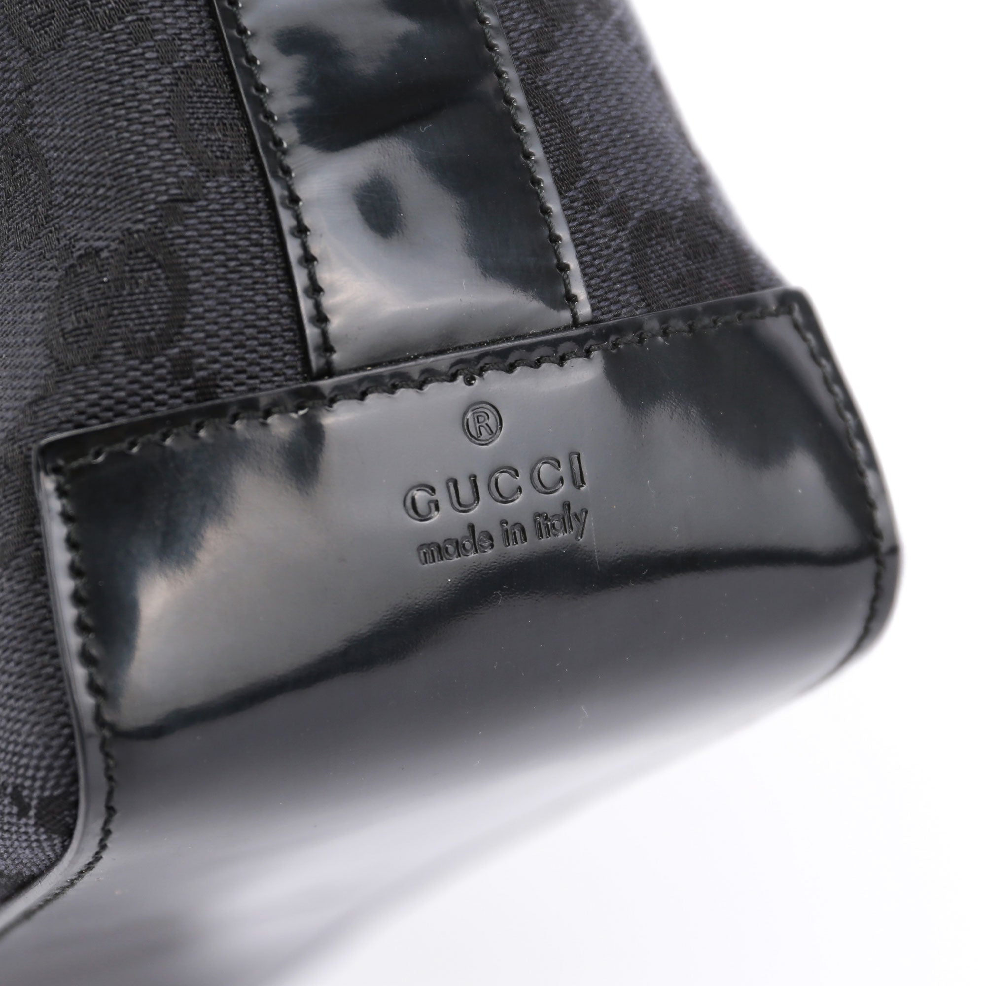 Black GG Plastic Top Handle Bag