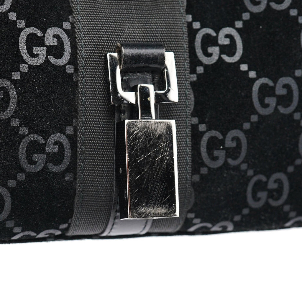 Black GG Suede Jackie Shoulder Bag