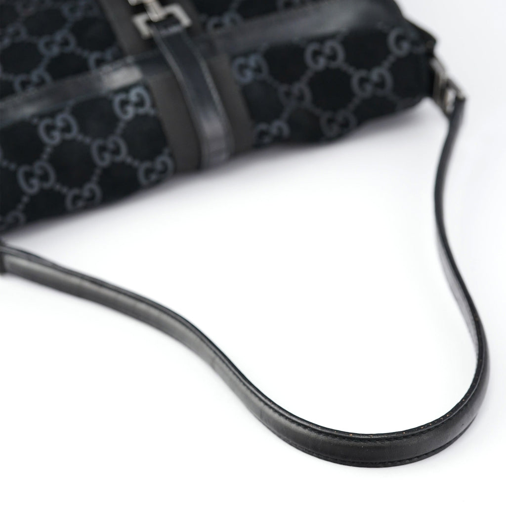Black GG Suede Jackie Shoulder Bag