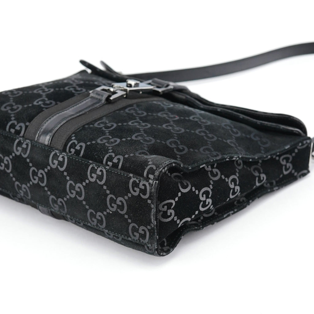 Black GG Suede Jackie Shoulder Bag