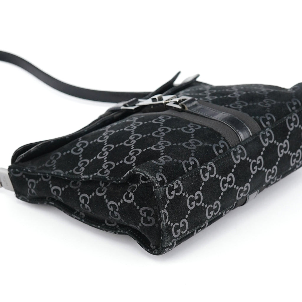 Black GG Suede Jackie Shoulder Bag