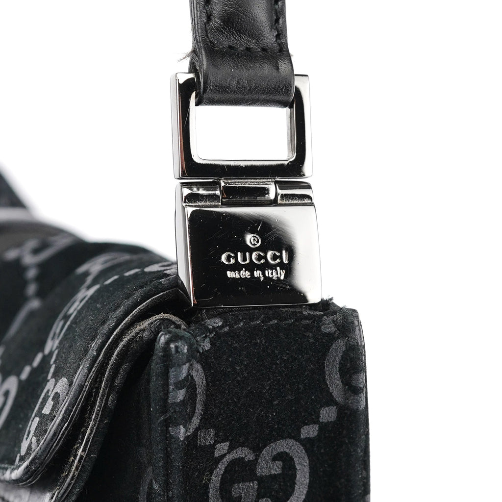 Black GG Suede Jackie Shoulder Bag