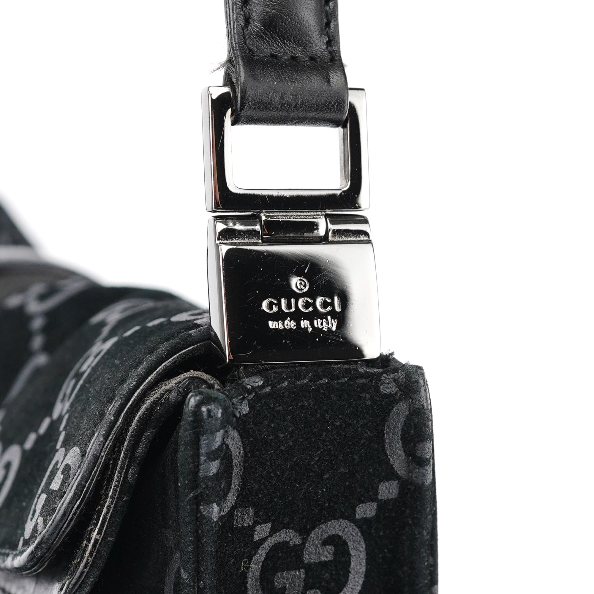 Black GG Suede Jackie Shoulder Bag