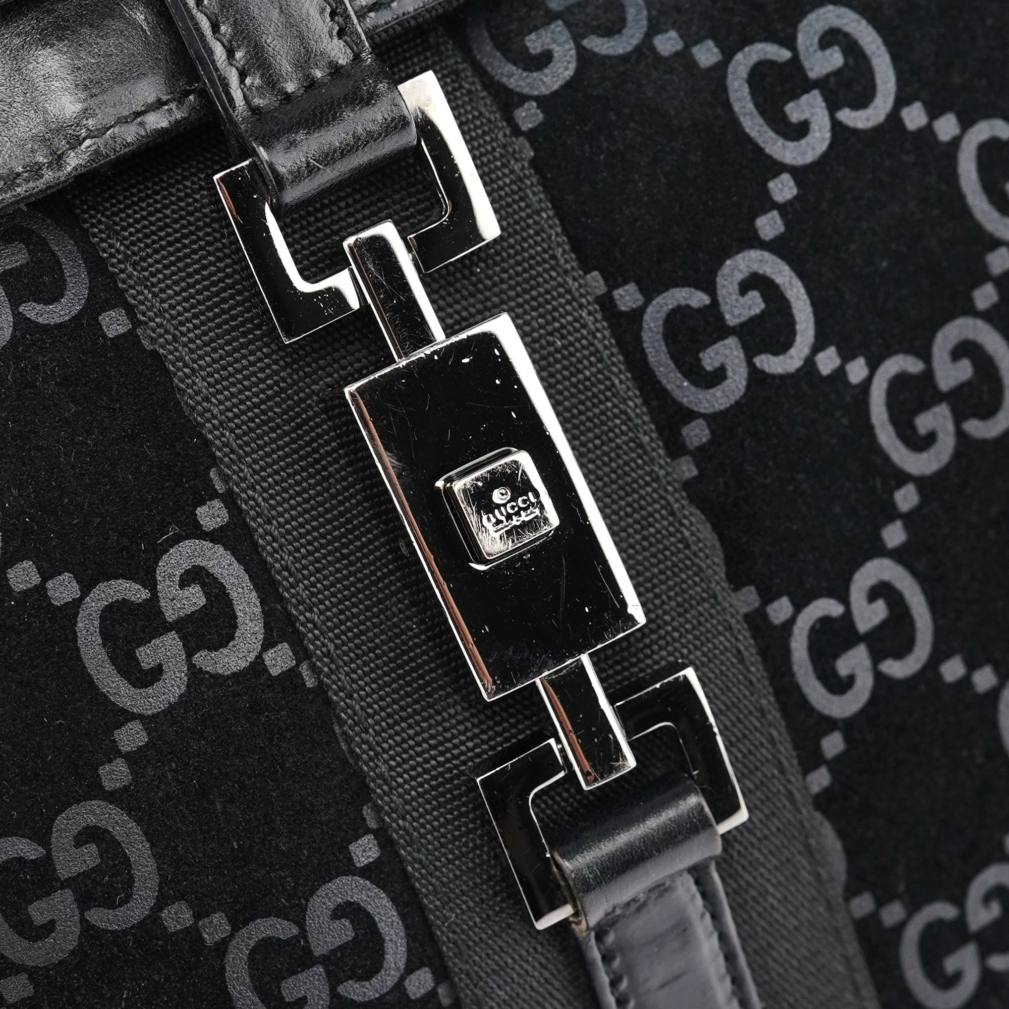 Black GG Suede Jackie Shoulder Bag