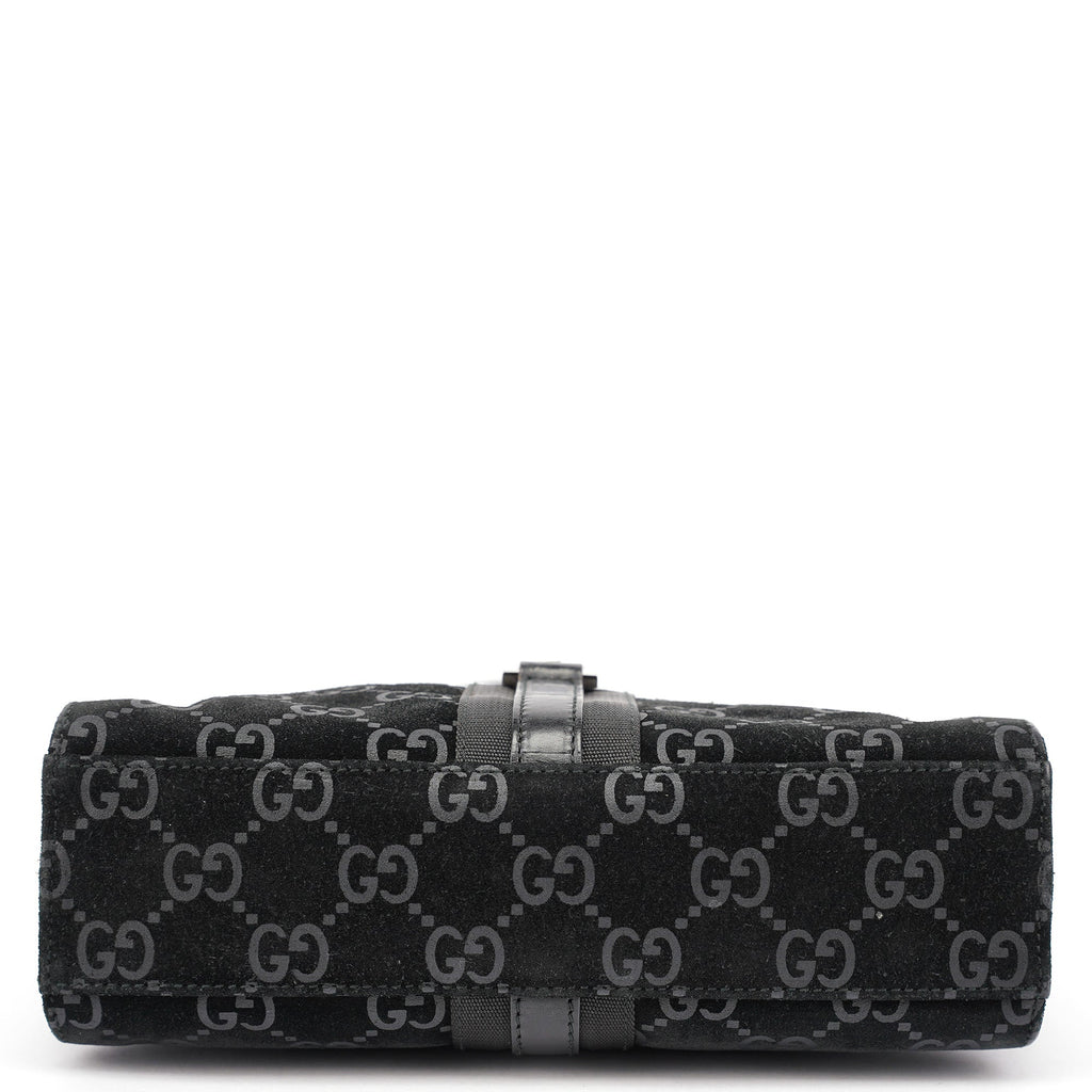Black GG Suede Jackie Shoulder Bag