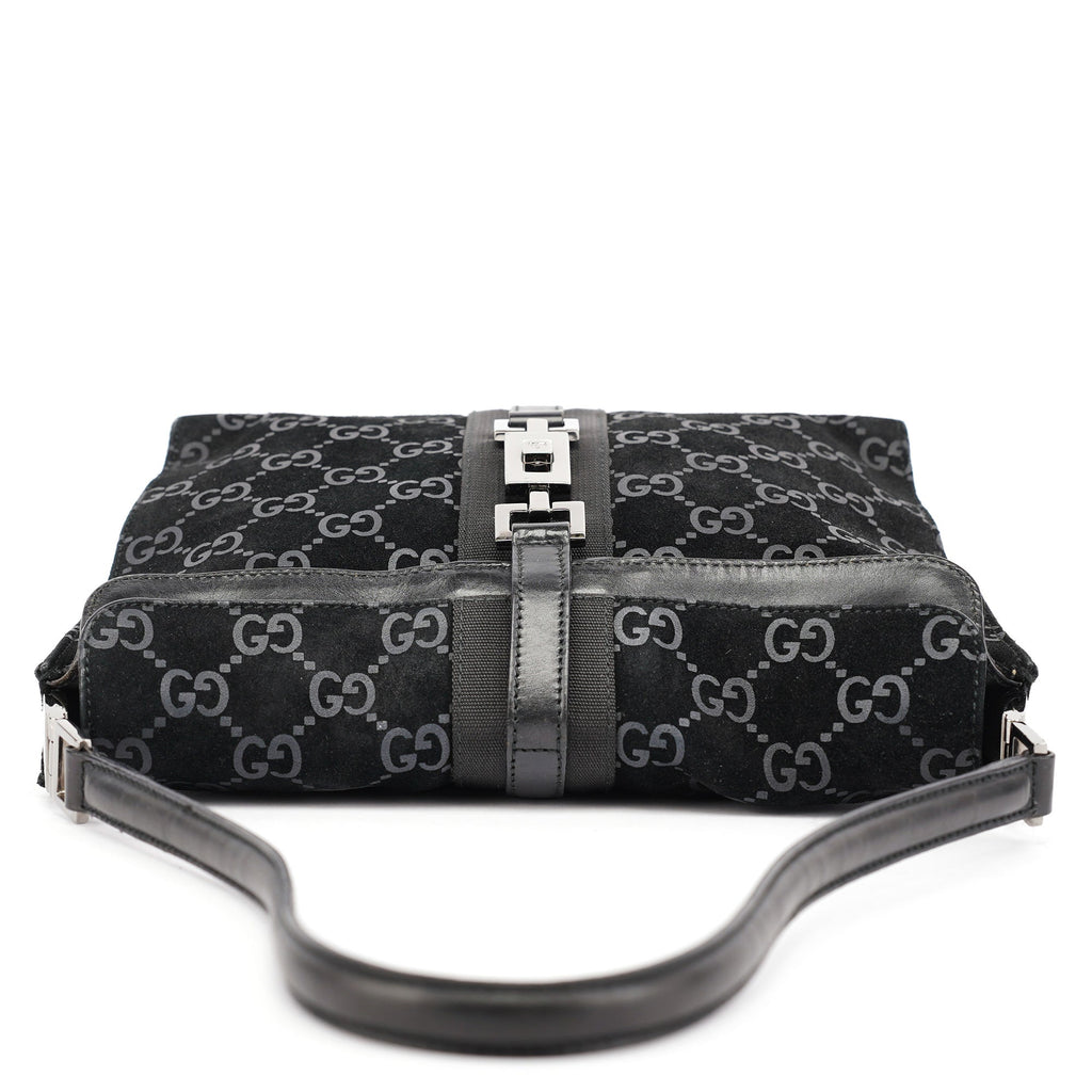 Black GG Suede Jackie Shoulder Bag
