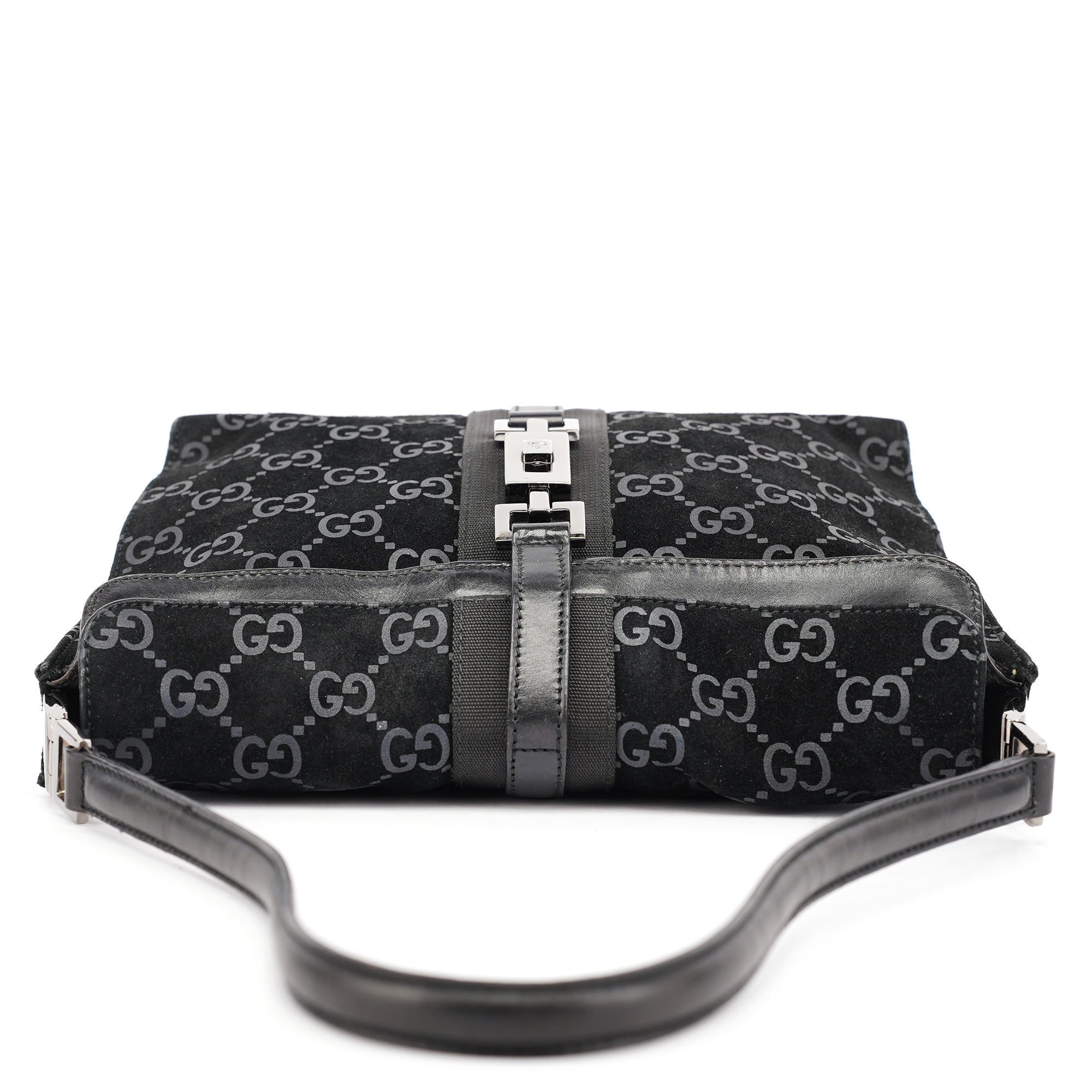 Black GG Suede Jackie Shoulder Bag