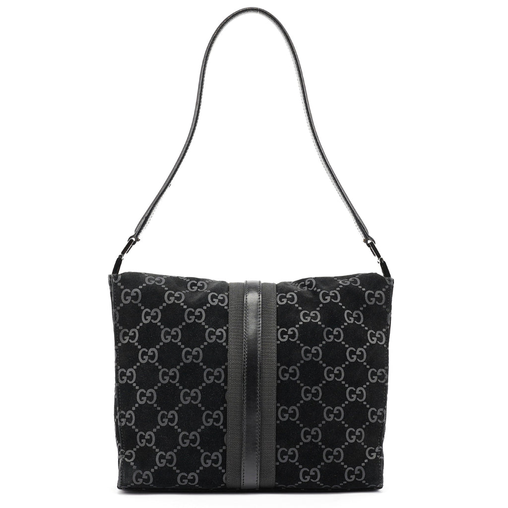 Black GG Suede Jackie Shoulder Bag