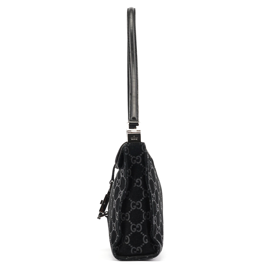 Black GG Suede Jackie Shoulder Bag